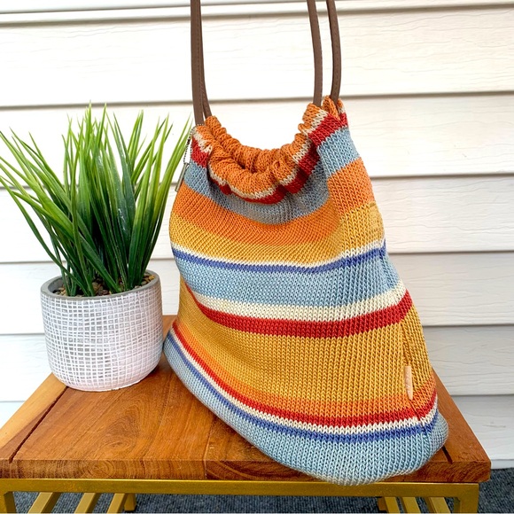 The Sak Handbags - Women’s “The Sak” crochet Multi color Boho Striped Shoulder